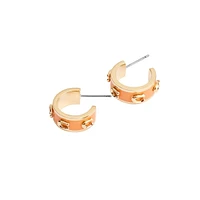 Signature C Goldtone & Enamel Huggie Hoop Earrings