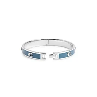 Signature C Rhodium-Plated & Enamel Bangle Bracelet