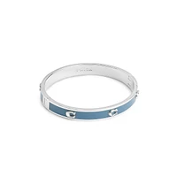 Signature C Rhodium-Plated & Enamel Bangle Bracelet