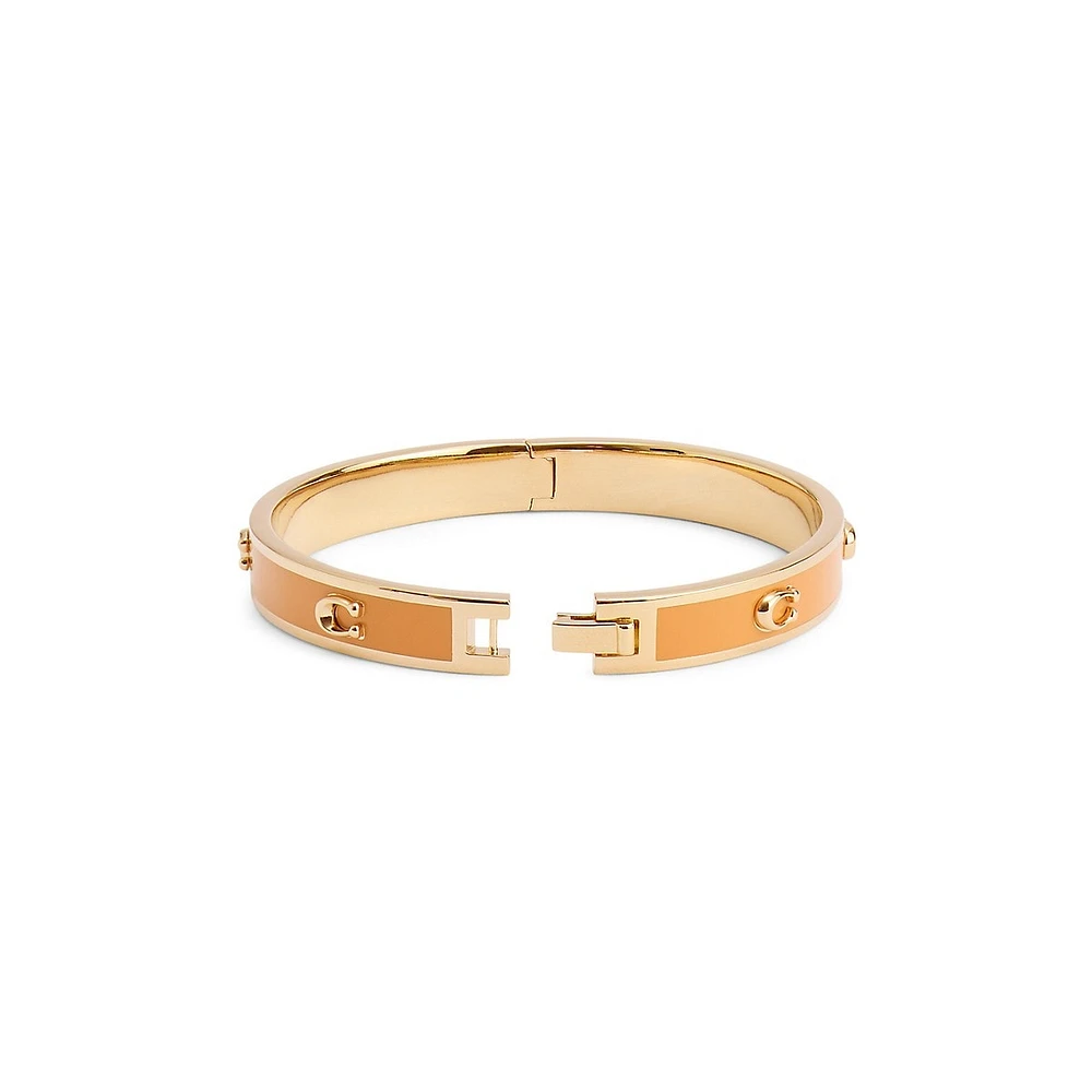 Signature C Goldtone & Orange Enamel Bangle Bracelet