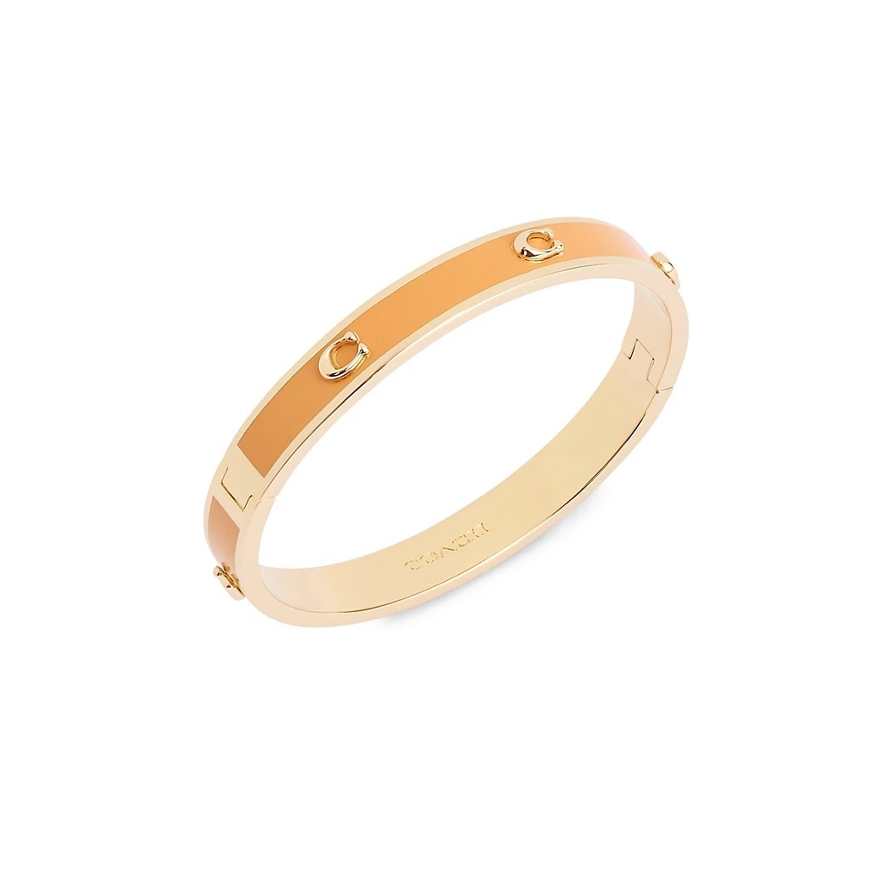 Signature C Goldtone & Orange Enamel Bangle Bracelet