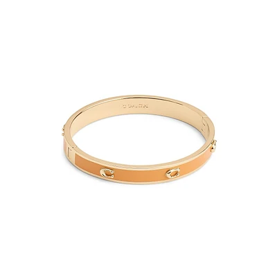 Signature C Goldtone & Orange Enamel Bangle Bracelet