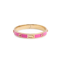 Signature C Goldtone & Pink Enamel Bangle Bracelet