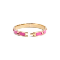 Signature C Goldtone & Pink Enamel Bangle Bracelet