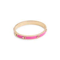 Signature C Goldtone & Pink Enamel Bangle Bracelet