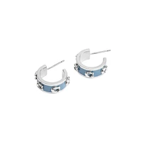 Signature C Rhodium-Plated & Enamel Huggie Hoop Earrings