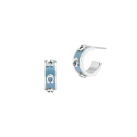 Signature C Rhodium-Plated & Enamel Huggie Hoop Earrings