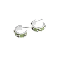 Signature C Rhodium-Plated & Enamel Huggie Hoop Earrings