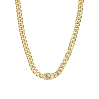 Goldtone & Glass Crystal Signature C Pavé Turnlock Chain Necklace