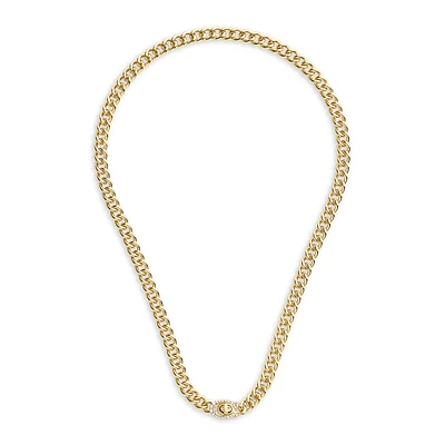 Goldtone & Glass Crystal Signature C Pavé Turnlock Chain Necklace