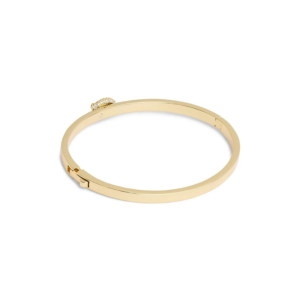 Goldtone & Glass Crystal Signature C Pavé Turnlock Bangle Bracelet