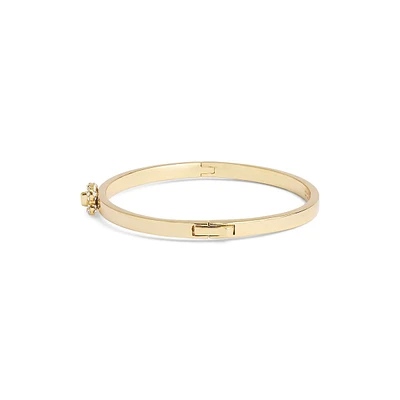 Goldtone & Glass Crystal Signature C Pavé Turnlock Bangle Bracelet