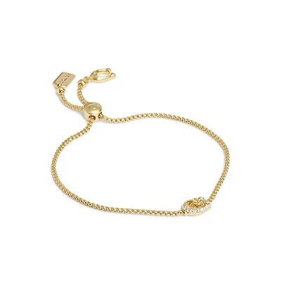 Goldtone & Glass Crystal Signature C Pavé Turnlock Slider Bracelet