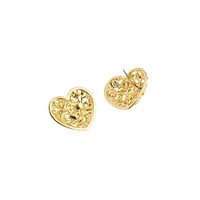 Goldtone & Crystal Signature Statement Heart Stud Earrings