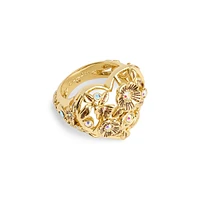 Goldtone & Crystal Signature Heart Cocktail Ring