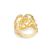 Goldtone & Crystal Signature Heart Cocktail Ring