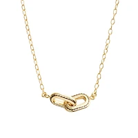 Goldtone Stitched-Link Charm Chain Pendant Necklace