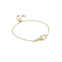 Goldtone Stitched-Link Charm Chain Bolo Bracelet