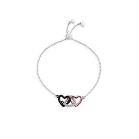 Rhodium-Plated & Glass Crystal Signature Linked Hearts Bolo Bracelet