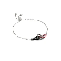 Rhodium-Plated & Glass Crystal Signature Linked Hearts Bolo Bracelet