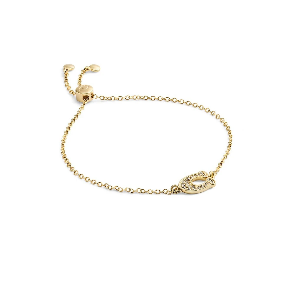 Goldtone & Glass Crystal Signature C Pavé Slider Bracelet