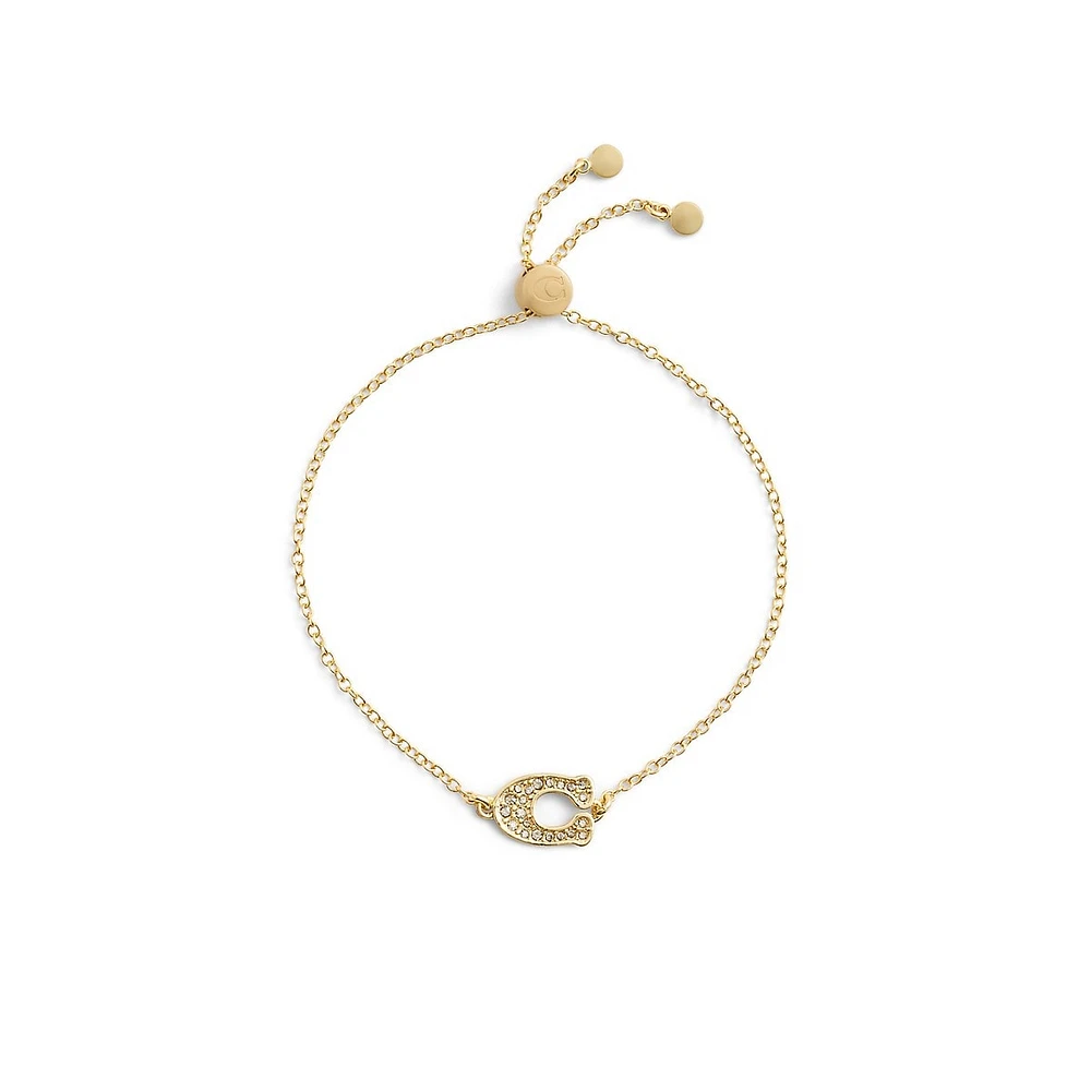 Goldtone & Glass Crystal Signature C Pavé Slider Bracelet