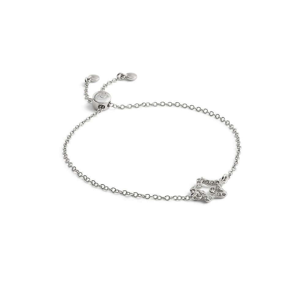 Rhodium-Finish & Glass Crystal Pavé Star Slider Bracelet