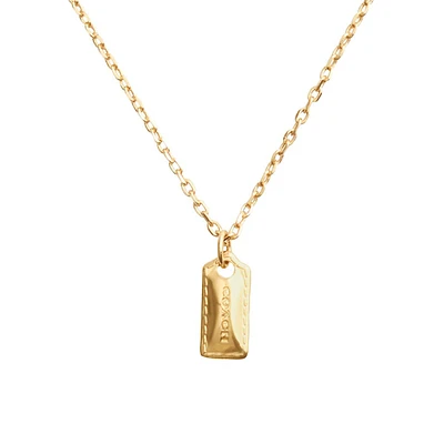 Goldtone Stitched-Hangtag Charm Pendant Necklace