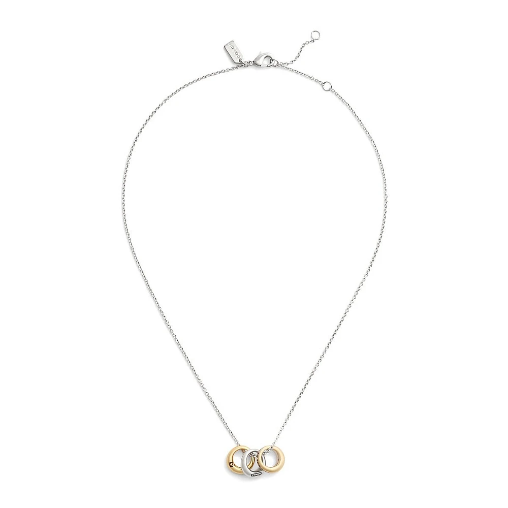 Two-Tone & Crystal Signature Tubular Rondelle Pendant Necklace