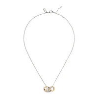 Two-Tone & Crystal Signature Tubular Rondelle Pendant Necklace