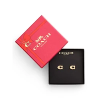 Goldtone & Glass Crystal Signature C PavéStud Earrings