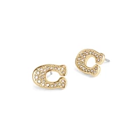 Goldtone & Glass Crystal Signature C PavéStud Earrings