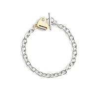 Two-Tone & Crystal Signature Heart Padlock Charm Bracelet