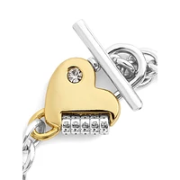 Two-Tone & Crystal Signature Heart Padlock Charm Bracelet