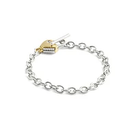 Two-Tone & Crystal Signature Heart Padlock Charm Bracelet