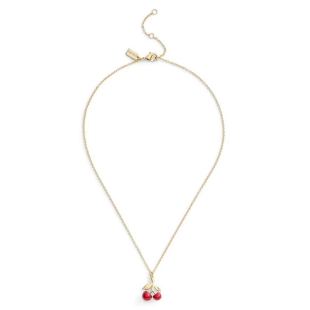 Goldtone & Enamel Cherry Cluster Pendant Necklace