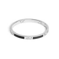 Signature Horse & Carriage Rhodium-Finish & Black Enamel Cutout Bangle Bracelet