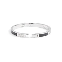 Signature Horse & Carriage Rhodium-Finish & Black Enamel Cutout Bangle Bracelet