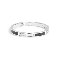 Signature Horse & Carriage Rhodium-Finish & Black Enamel Cutout Bangle Bracelet