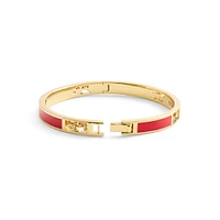 Signature Horse & Carriage Goldtone-Finish & Red Enamel Cutout Bangle Bracelet