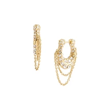 Signature Pavé Goldtone & Glass Crystal C-Chain Hoop Earrings