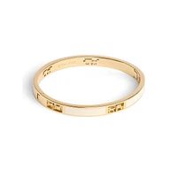 Signature Horse & Carriage Goldtone-Finish & Chalk Enamel Cutout Bangle Bracelet