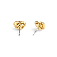 Halo Heart Goldtone & Red Glass Stone Convertible Stud Earrings