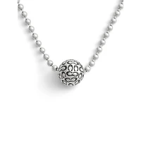 Signature Quilted Rhodium-Finish Orb Pendant Necklace