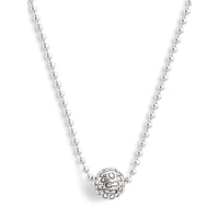 Signature Quilted Rhodium-Finish Orb Pendant Necklace