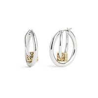 Signature Two-Tone Quilted Cube Double-Hoop Earrings