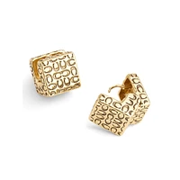 Signature Quilted Goldtone Cube Huggie Earrings