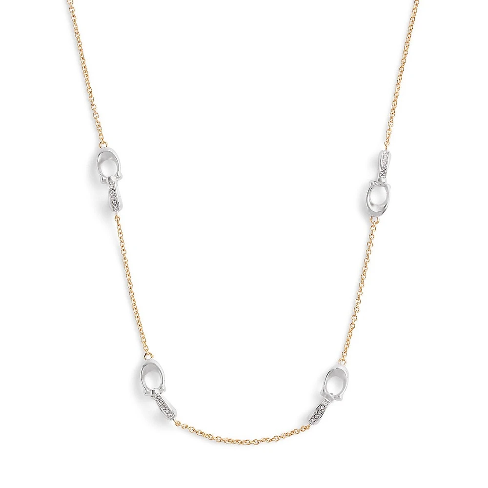 Signature Pavé C Two-Tone Strand Necklace