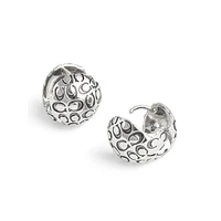 Signature Quilted Rhodium-Finish Orb Huggie Earrings