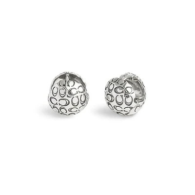 Signature Quilted Rhodium-Finish Orb Huggie Earrings